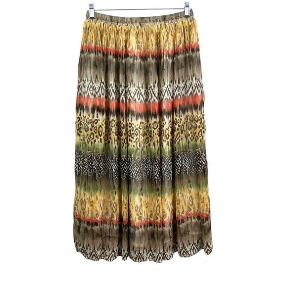Alfred Dunner Womens Maxi Skirt Chiffon Drawstring Waist Lined Aztec Print Sz 10 - Picture 4 of 5